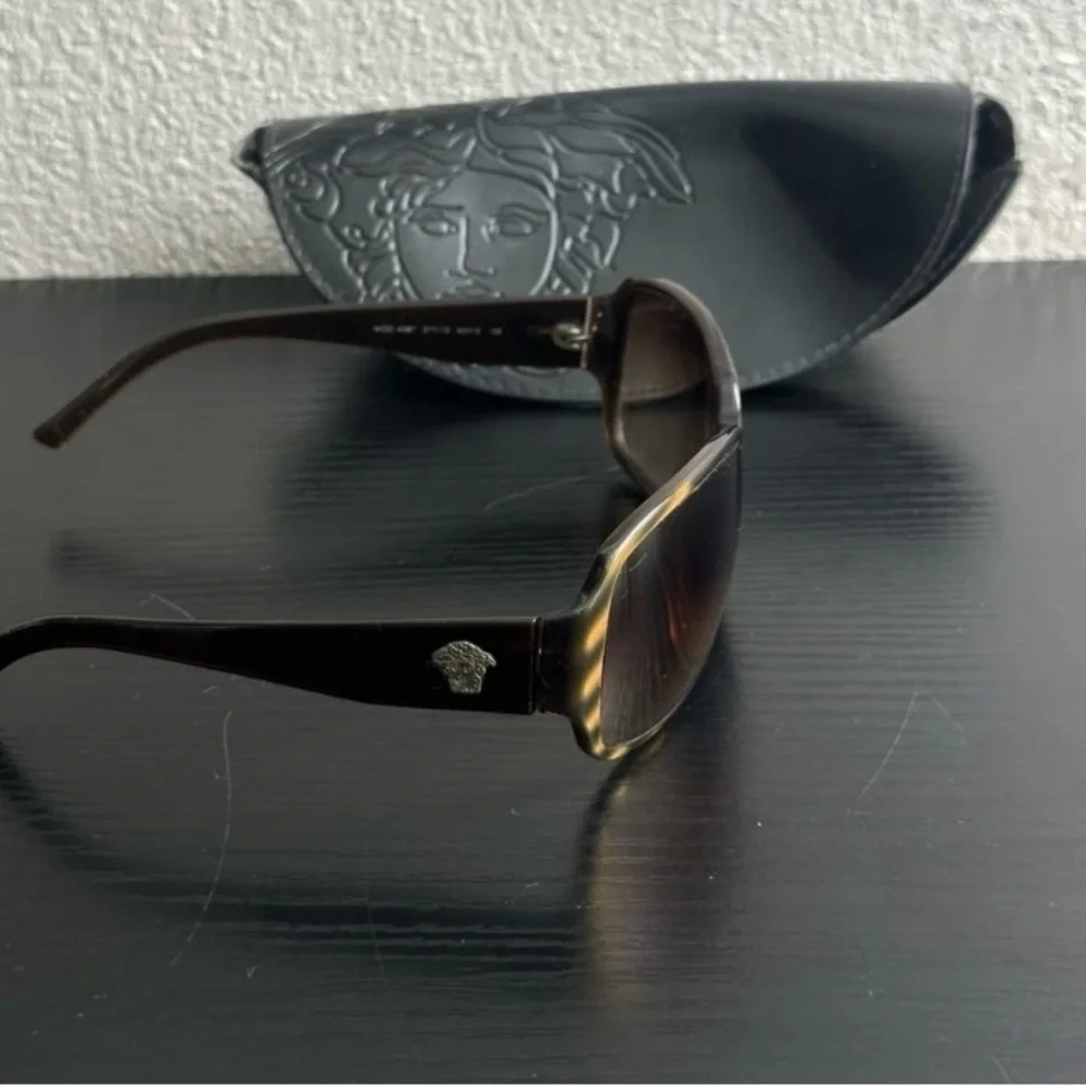 Versace Black Sunglasses with Embossed Case